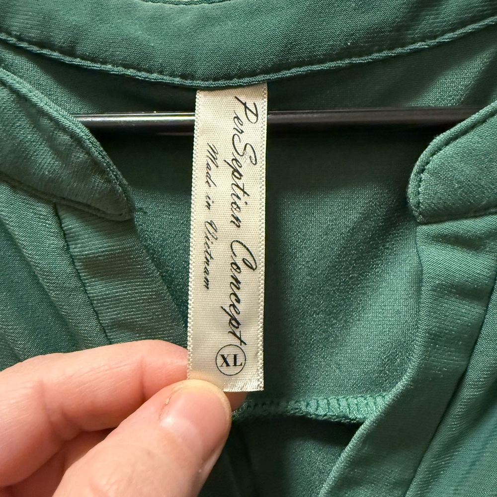 Perseption Concept Teal Blouse With Button Accents - image 5